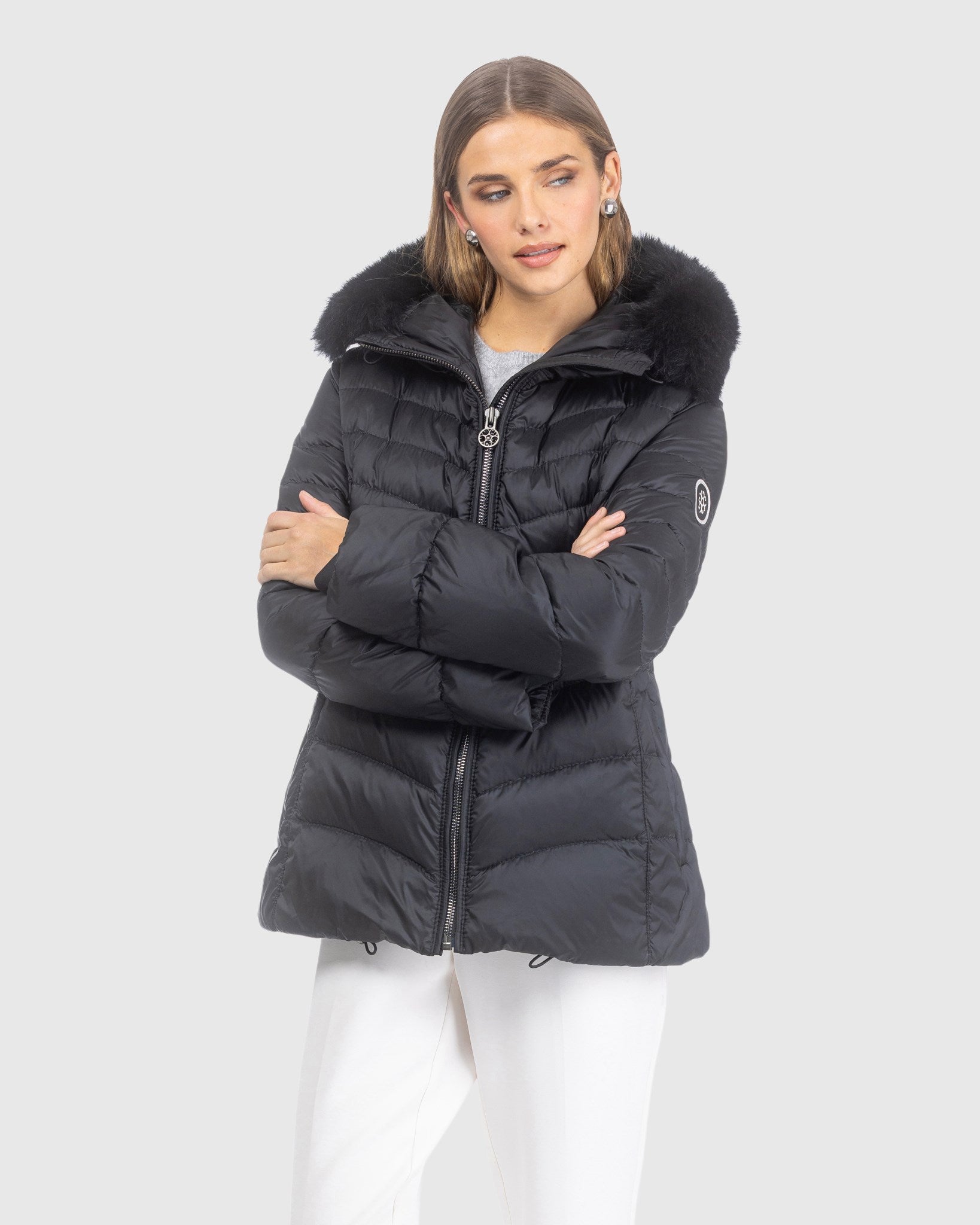 APRES-SKI JACKET WITH DETACHABLE TOSCANA LAMB HOOD TRIM