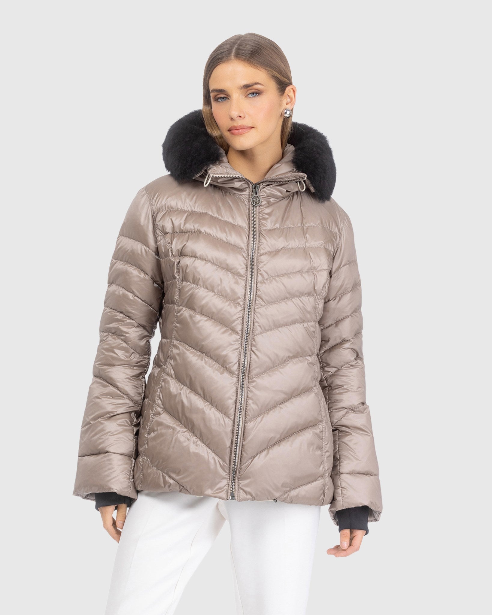 APRES-SKI JACKET WITH DETACHABLE TOSCANA LAMB HOOD TRIM