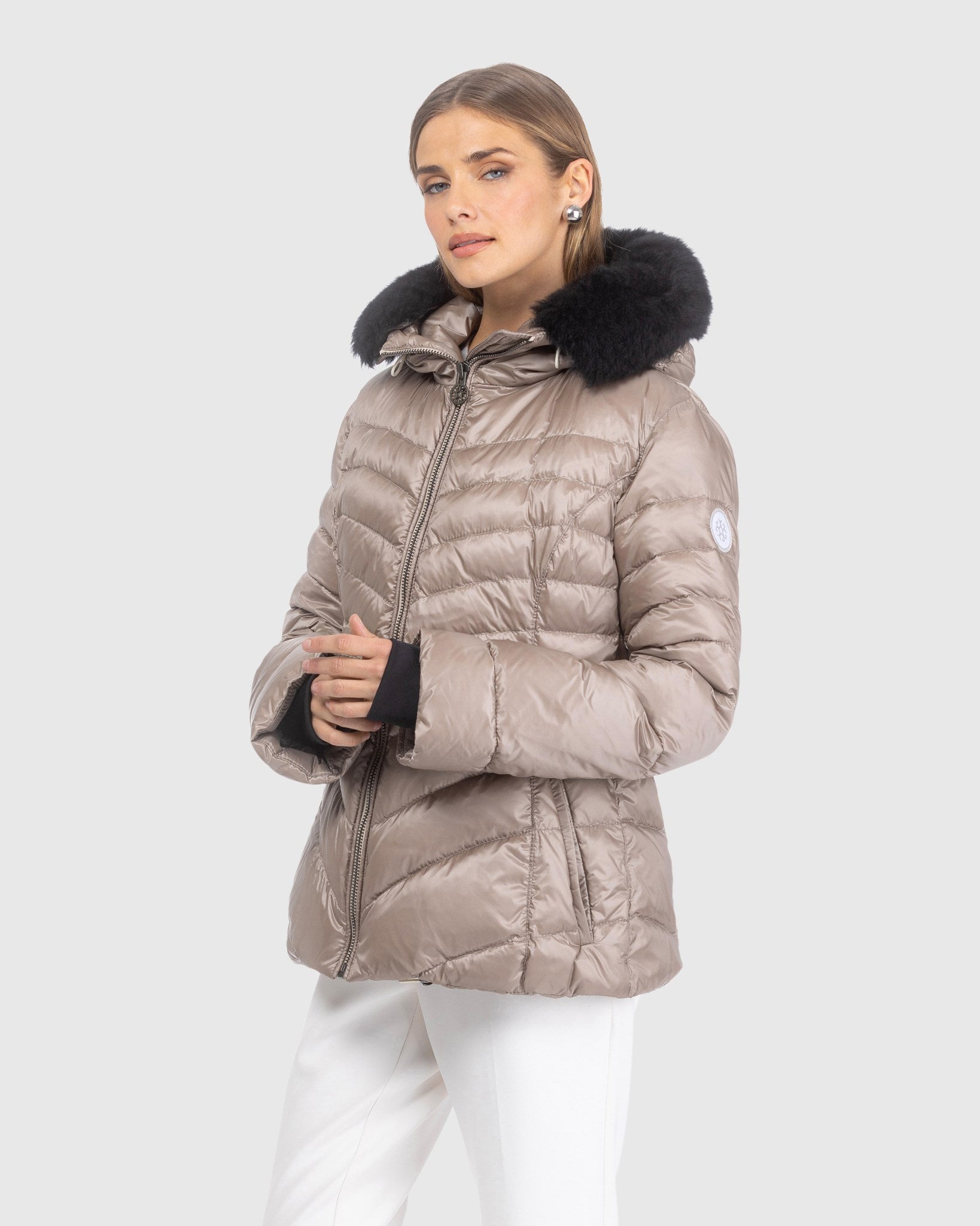 APRES-SKI JACKET WITH DETACHABLE TOSCANA LAMB HOOD TRIM