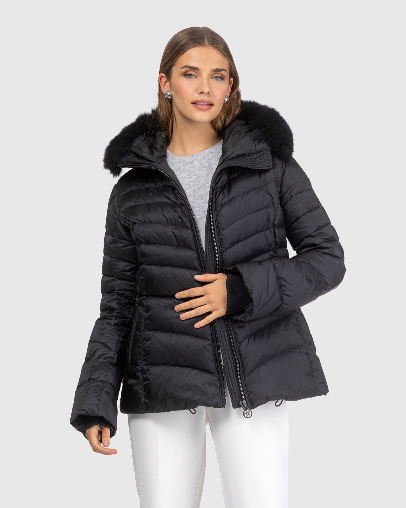 APRES-SKI JACKET WITH DETACHABLE TOSCANA LAMB HOOD TRIM